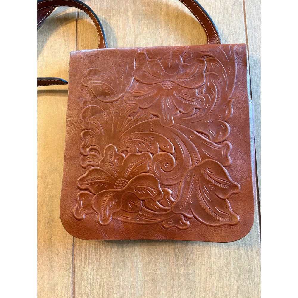 Patricia Nash Granada Florence Crossbody Purse Bag Tooled Leather Floral Rustic